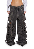 Super Cut Out Wide Leg Pants - Black