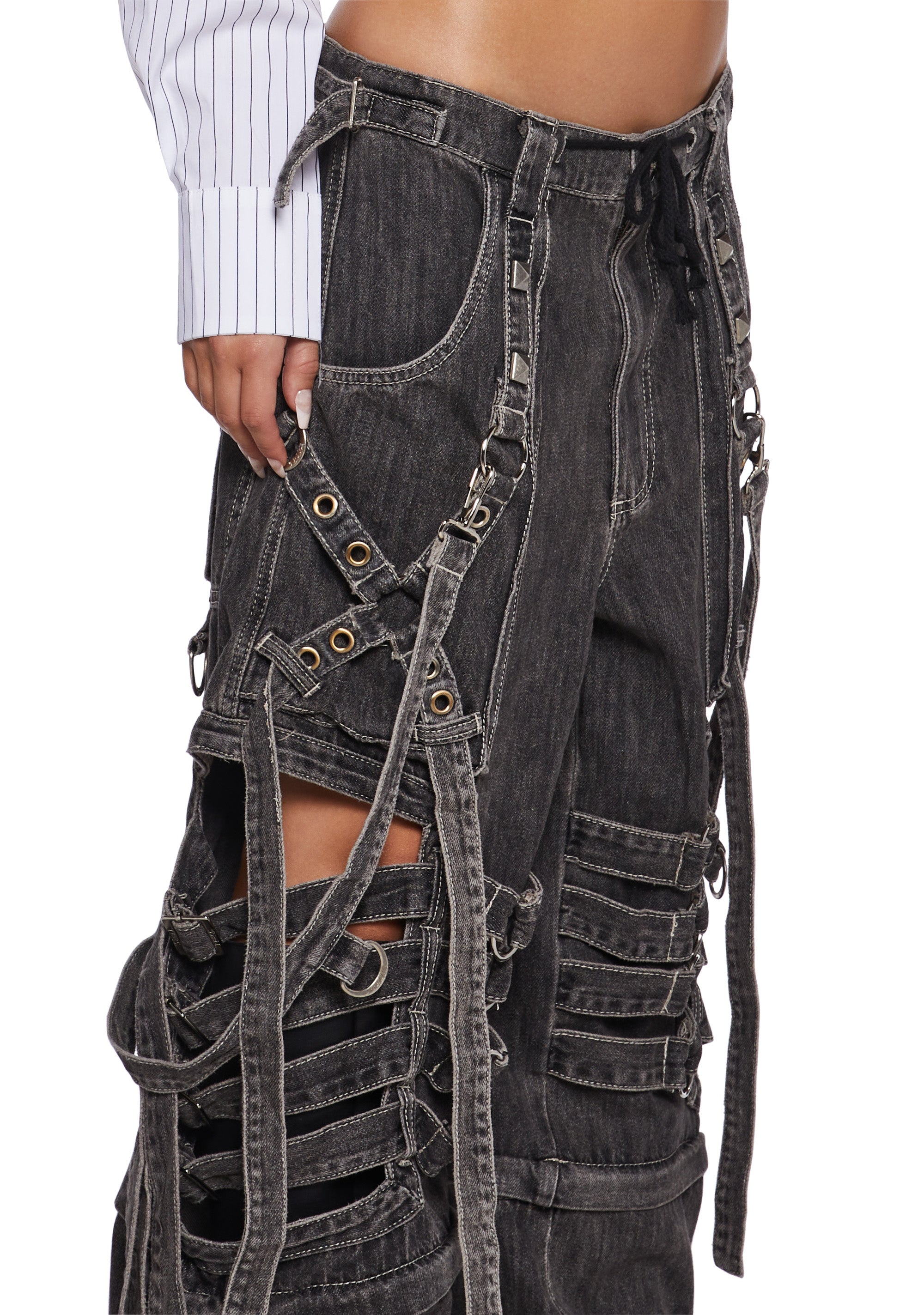 Super Cut Out Wide Leg Pants - Black