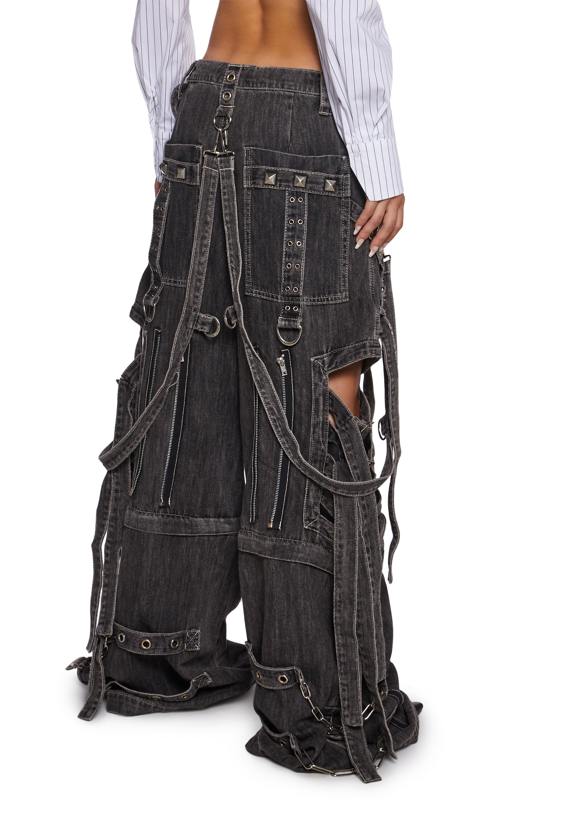 Super Cut Out Wide Leg Pants - Black