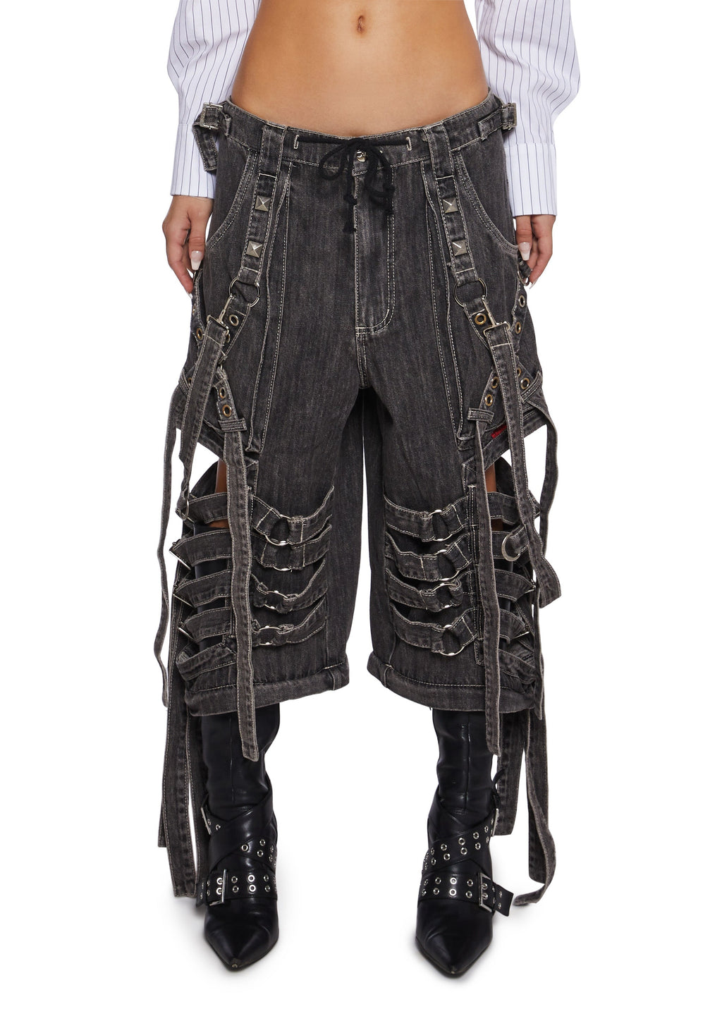 Super Cut Out Wide Leg Pants - Black