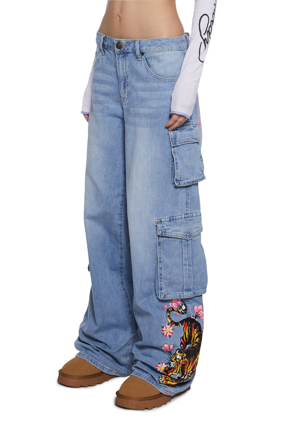 Tiger Flowers Cargo Jeans