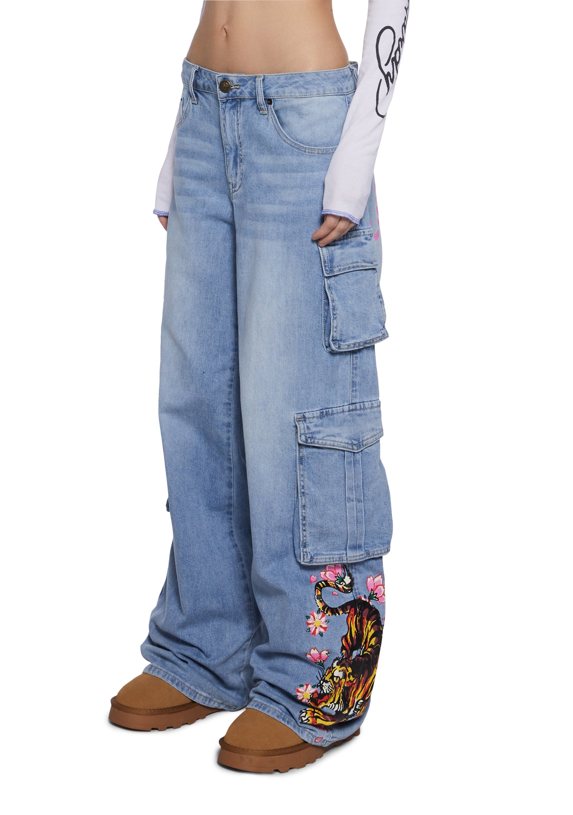 Tiger Flowers Cargo Jeans