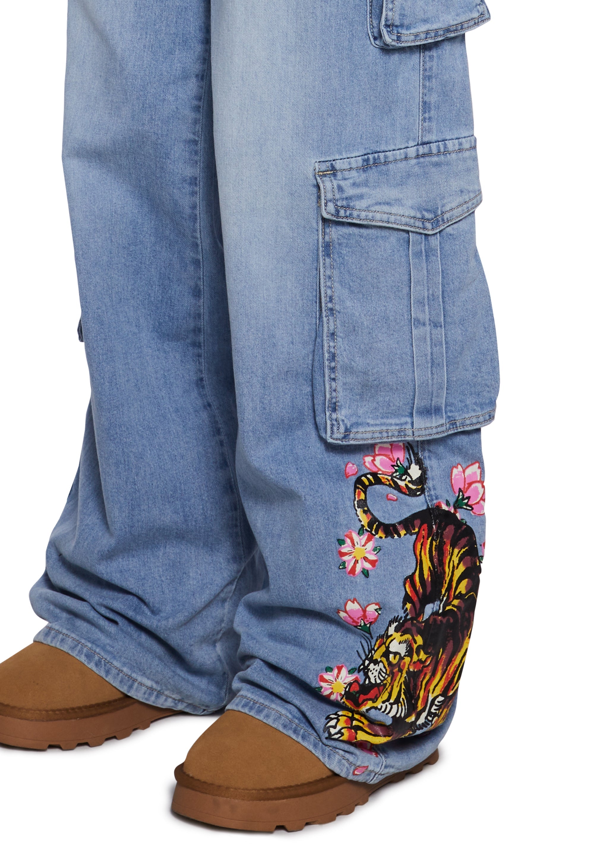 Tiger Flowers Cargo Jeans