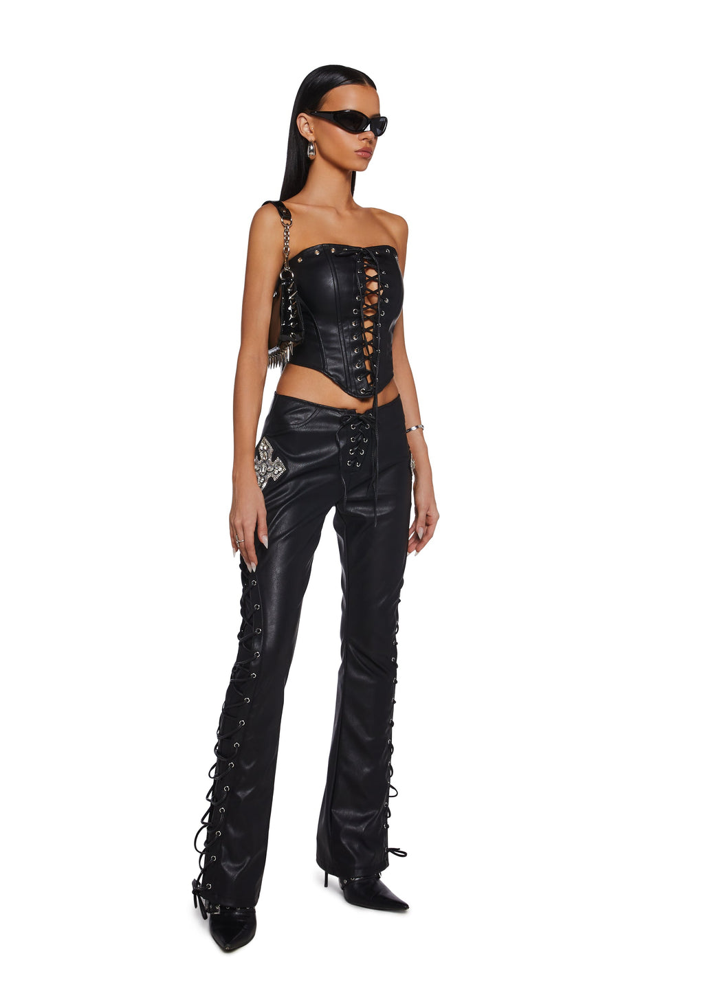 Ring In The Bling Lace-Up Trousers