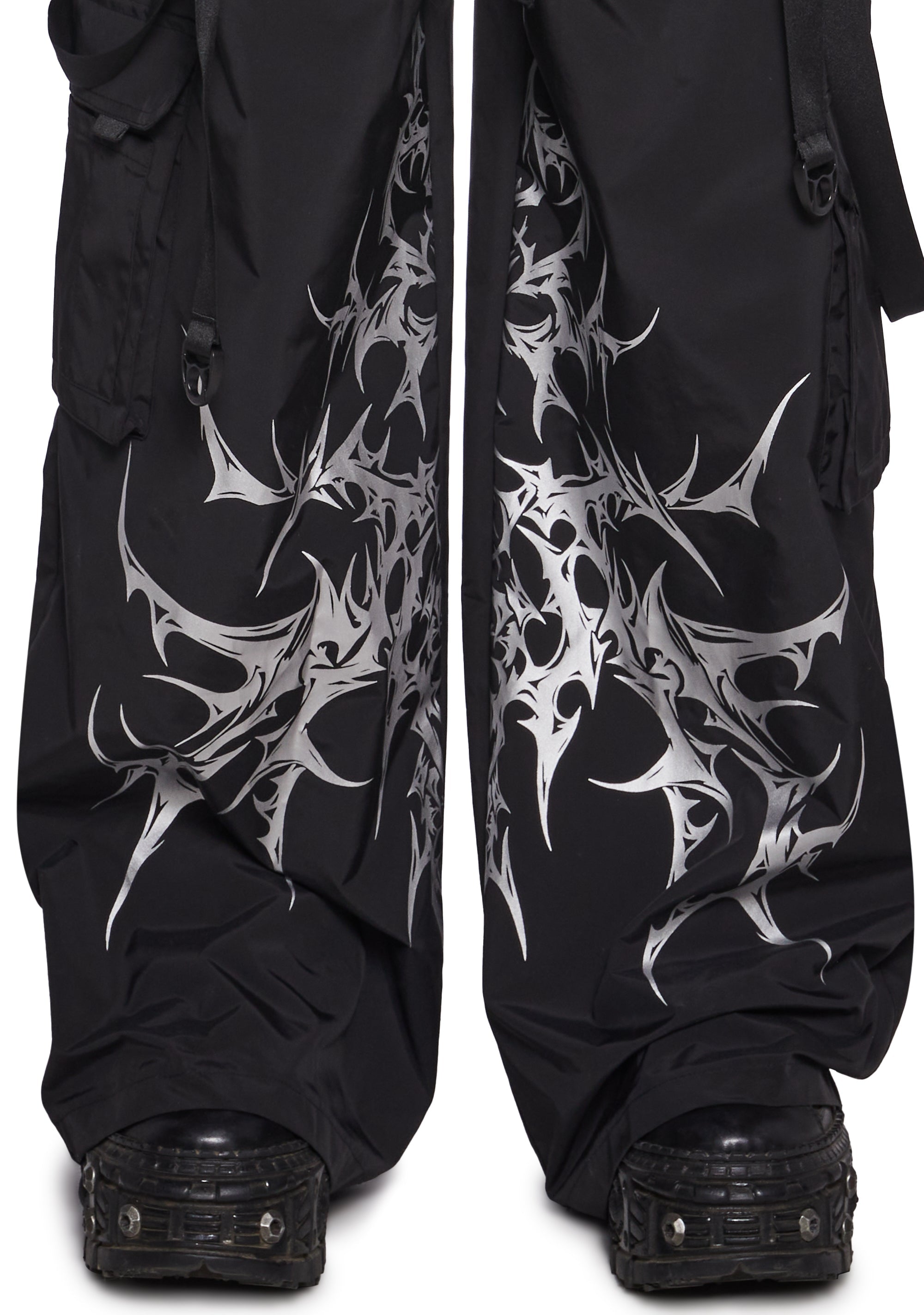 Cyber Noir Wide Leg Cargo Pants