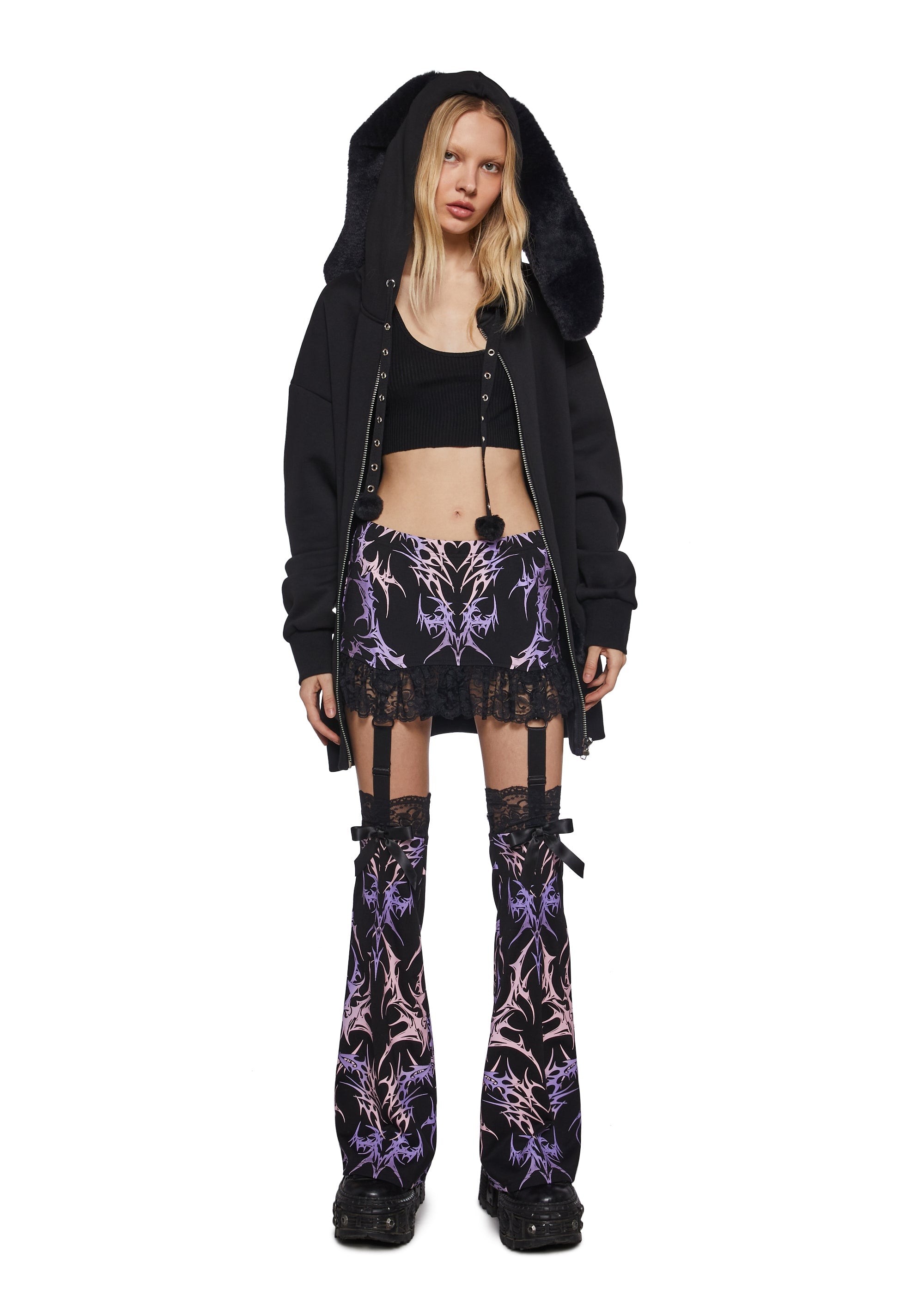 Virtually Lovesick Mini Skirt With Leg Warmers