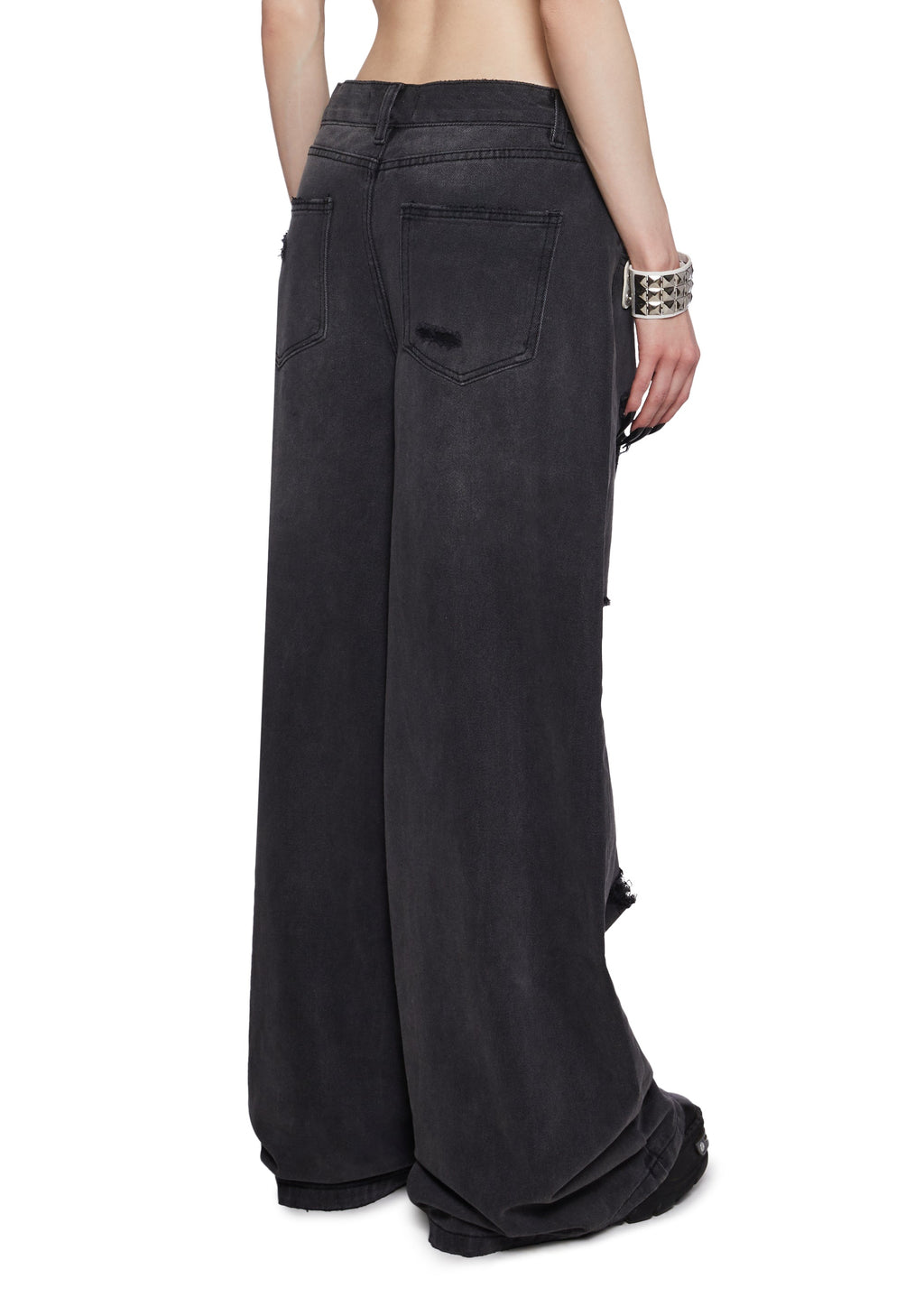 Sinful Attitude Wide Leg Jeans - Distressed Grey