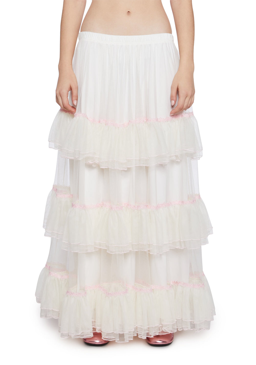 Not Shy Tiered Midi Skirt